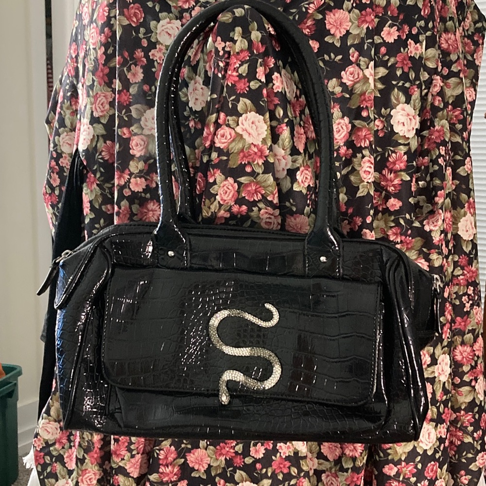 Paula Abdul Black Crocodile Handbag